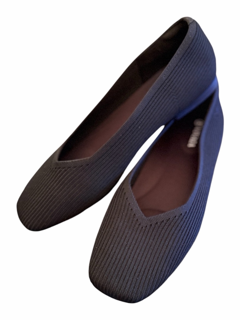 VIVAIA Margot Square-Toe V-Cut Hemp Knit Flats Black Womens 39 US 8 - Picture 2 of 16